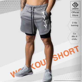 Quần Short 2 Lớp Tập Gym LIKEFIT Thể Thao Nam Ý