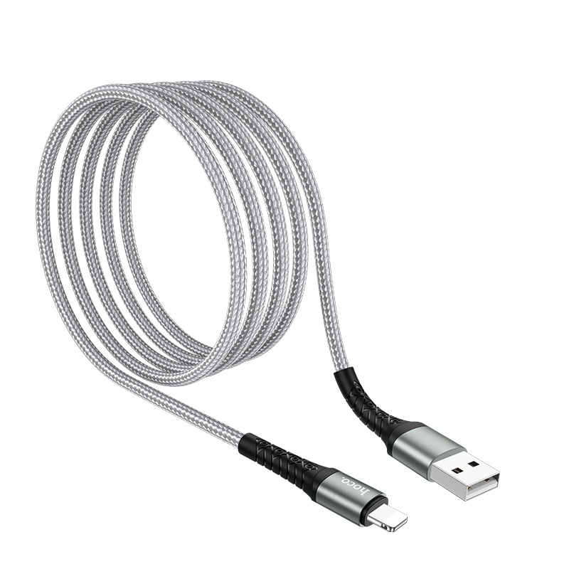 Dây sạc nhanh 3A cho i.P11/12/13 Hoco DU19 dây dù iêu bền chống gãy gập dài 1M