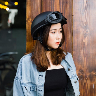 [HÀNG CAO CẤP] Mũ Bảo Hiểm HRA Đen Nhám (Kèm Kính) - Mũ Bảo Hiểm Nửa Đầu Kính Phi Công,Cao Cấp
