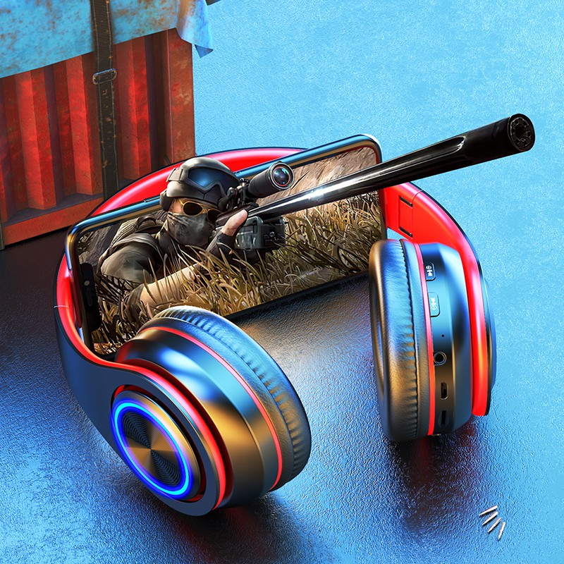 Tai nghe bluetooth chụp tai có micro chơi game. Tai nghe không dây gaming B39 âm thanh sống động pin trâu