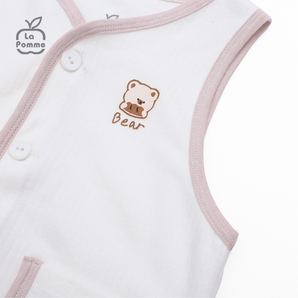 5Y Áo Gile cho bé gái LA POMME viền màu túi đôi 44015