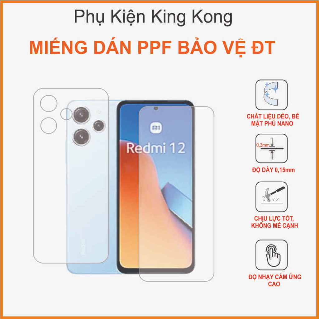 Dán Ppf Redmi 12/ 12c / 12r Dán full màn hình chống bám vân tay