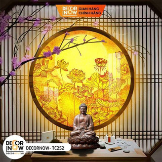Đèn hào quang phật in tranh trúc chỉ 40, 50, 60 cm, trang trí ban thờ, hào quang trúc chỉ hoa sen