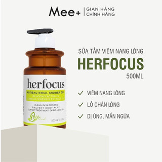 Sữa tắm mụn lưng lá Neem HERFOCUS MEE NATURAL - Sữa tắm cho da nhạy cảm Neem Leaf Shower Gel 500ml