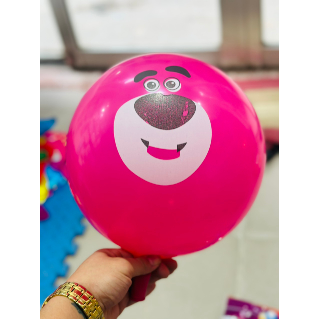 Set 10/30/50 Bong bóng tròn in mặt Gấu Hồng Dâu Tây Losto size 10"