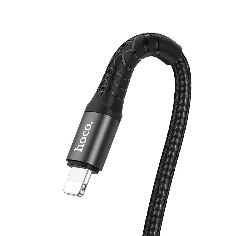Dây sạc nhanh 3A cho i.P11/12/13 Hoco DU19 dây dù iêu bền chống gãy gập dài 1M