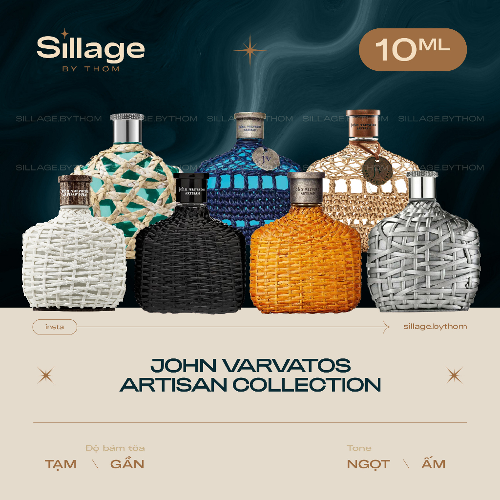 Mẫu thử nước hoa unisex JOHN VARVATOS ARTISAN ACQUA | BLACK | BLU | PURE | XX ARTISAN TEAL
