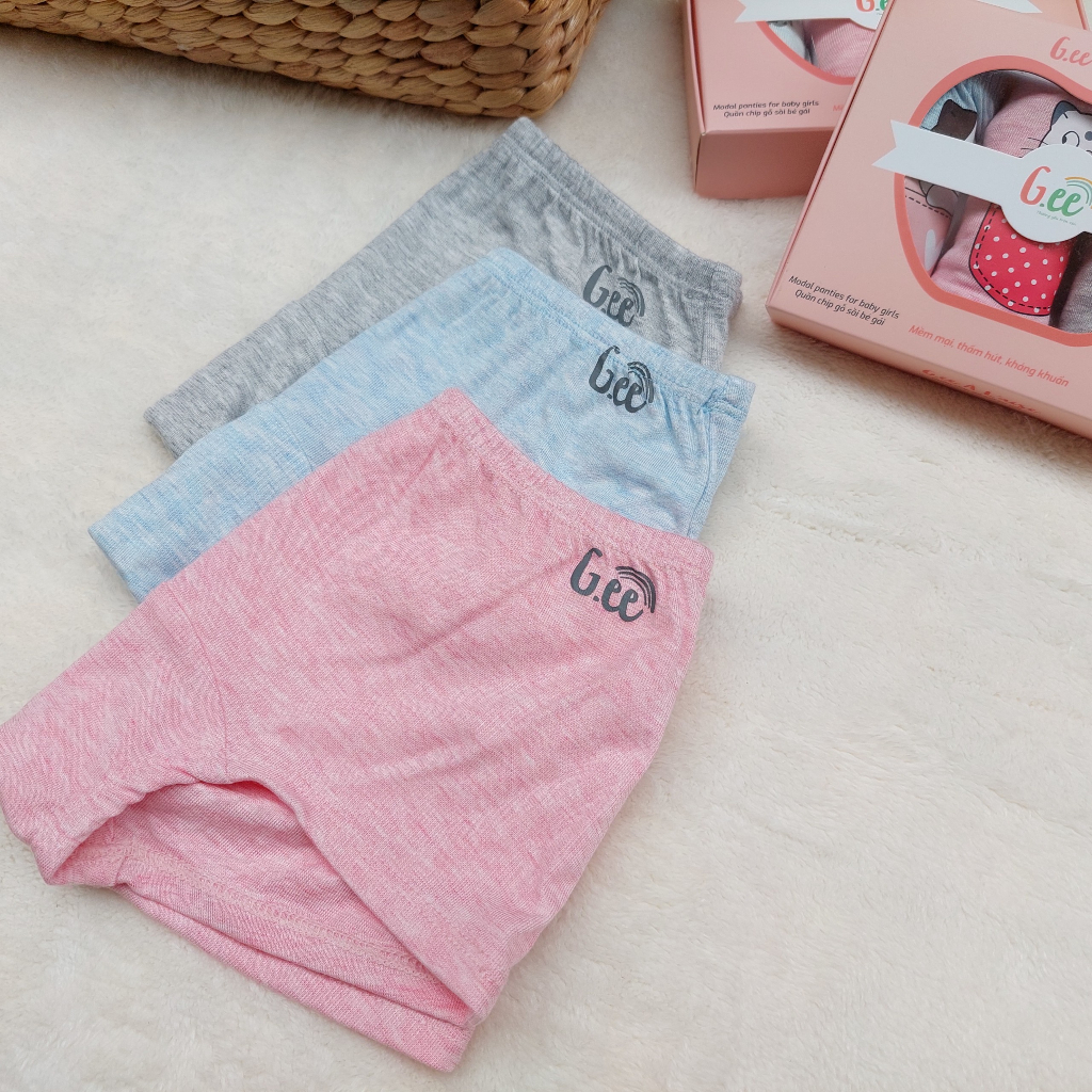 Quần Chip Sợi Sồi Bé Gái Gee Modal Set 3 Quần Mặc Váy Trẻ Em Mềm Mịn, Thấm Hút, Kháng Khuẩn