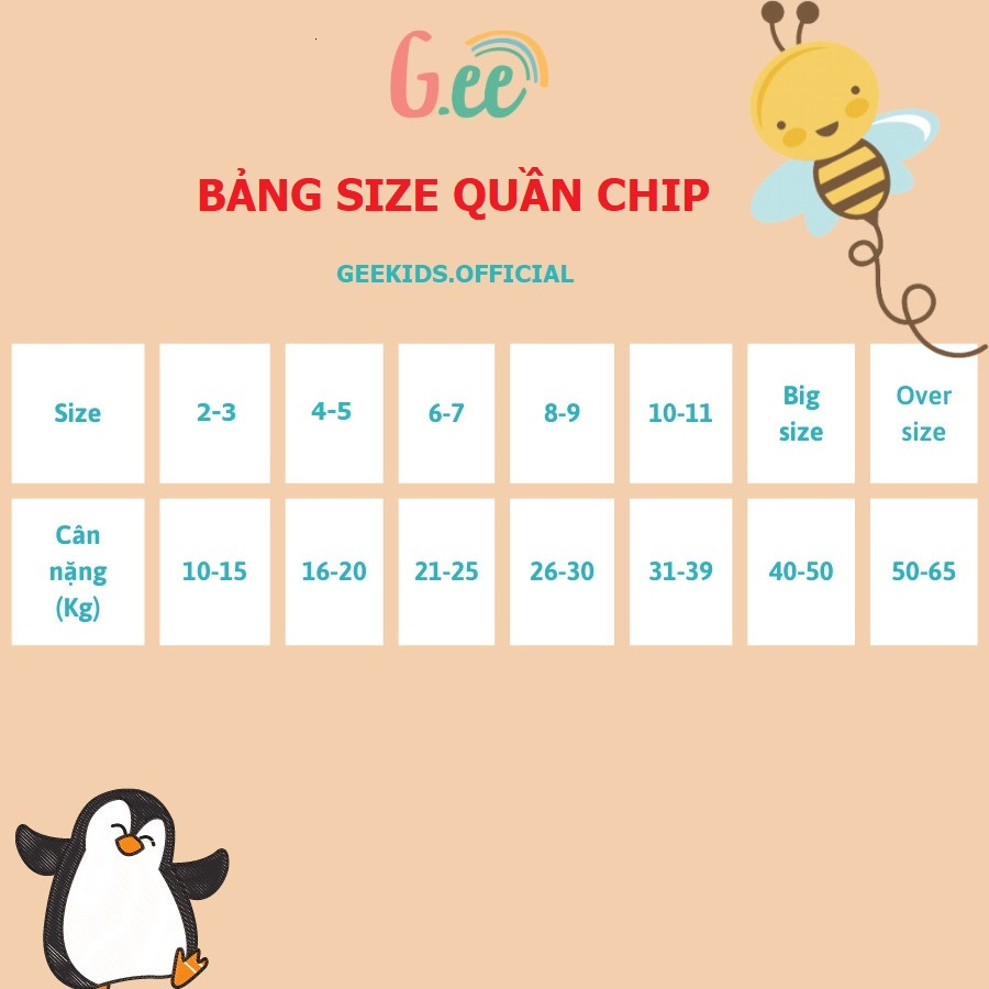 Quần Chip Sợi Sồi Bé Gái Gee Modal Set 3 Quần Mặc Váy Trẻ Em Mềm Mịn, Thấm Hút, Kháng Khuẩn