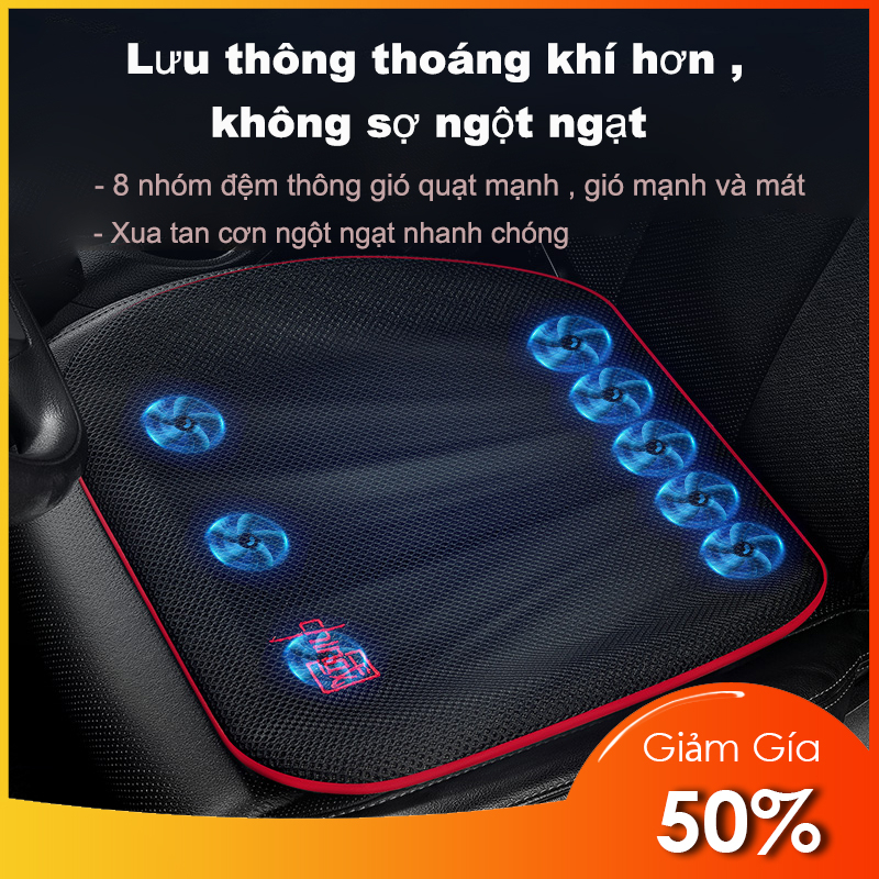 Đệm lót ghế ô tô,Đệm làm mát ghế ô tô 18 quạt gió siêu mạnh,Đệm ghế masage ô tô hỗ trợ giảm mệt mỏi đau thắt lưng | BigBuy360 - bigbuy360.vn