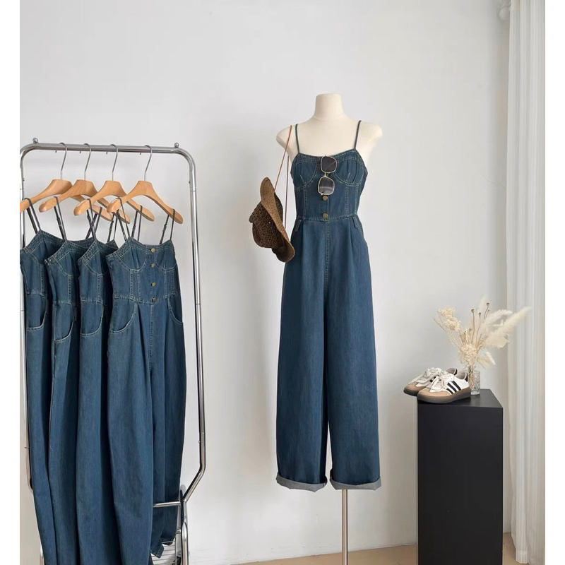 Jumpsuit denim dài