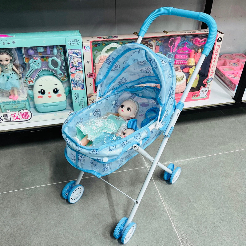 Xe Đẩy cỡ lớn kèm búp bê công chúa Chibi Đồ chơi cho bé gái