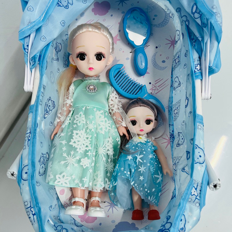 Xe Đẩy cỡ lớn kèm búp bê công chúa Chibi Đồ chơi cho bé gái