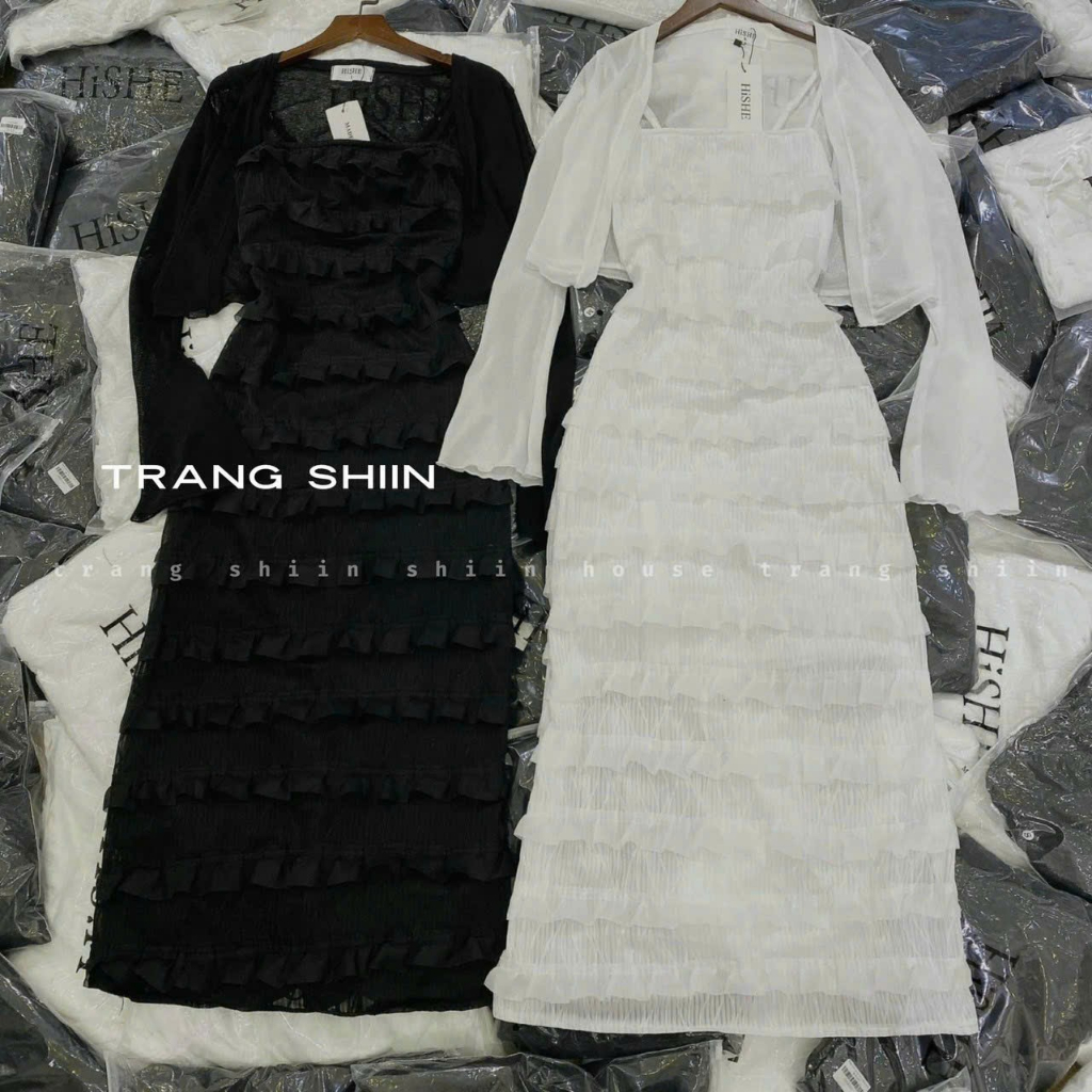 SÉT BỘ ĐẸP XUẤT SẮC VÁY HAI DÂY BÈO KÈM KHOÁC NGOÀI THIẾT KẾ DUYÊN DÁNG TRẺ TRUNG