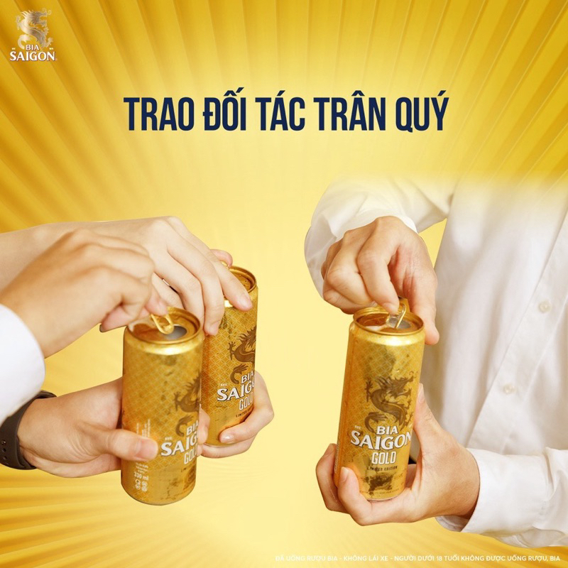 Bia Sài Gòn Gold - thùng 18 lon cao