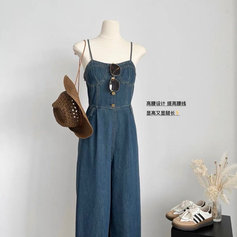 Jumpsuit denim dài