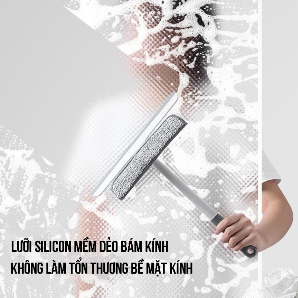 Cây lau kính thông minh Lusen-L02, bàn chải vệ sinh gạt chùi cửa kính đa năng 3 trong 1, nhỏ gọn tiện lợi