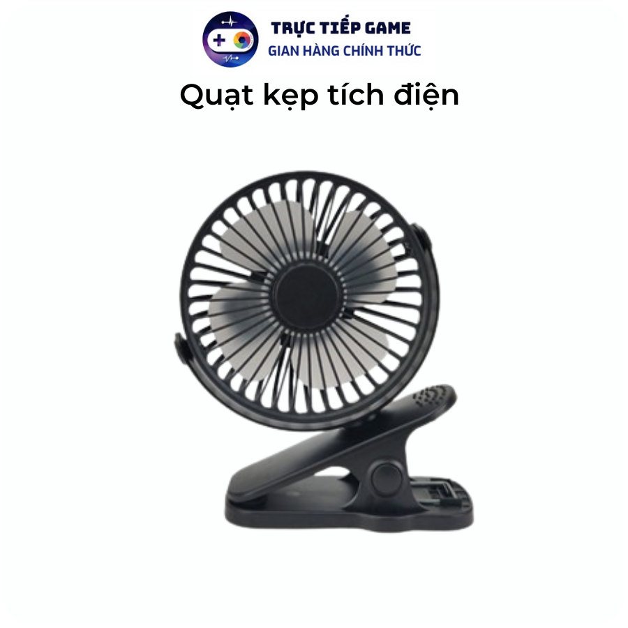 Quạt kẹp tích điện, Quạt mini để bàn, 3 tốc độ gió siêu mát sạc pin USB tiện dụng xoay 720 độ, hoạt động êm ái