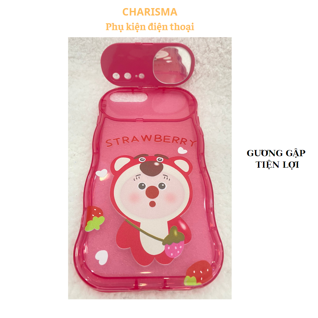 Ốp gương gập cho IPHONE 7/8PLUS/X/XSMAX/11/11PRO/11PROMAX/12/12PRO/12PROMAX/13/13PRO/13PROMAX nhựa dẻo trong in họa tiết