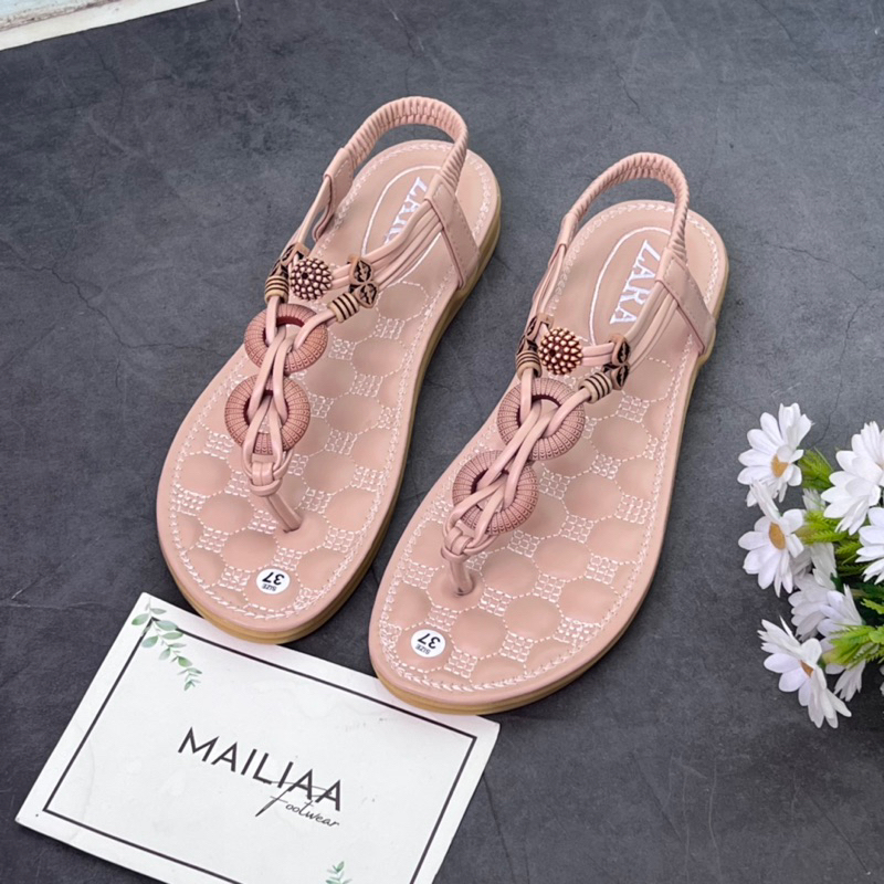 Sandal nữ xỏ ngón, sandal nữ, sandal đi biển, sandal nữ thổ cẩm MAILIAA mã KOO quai kẹp đế mềm đi êm