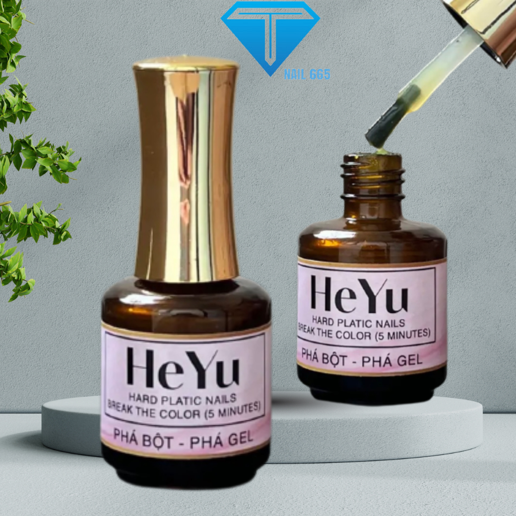 Sơn phá móng bột , gel móng tay He Yu chai 15ml , Nước phá móng bột và gel hàng chính hãng