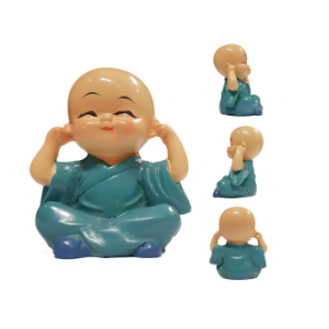 Bộ Tứ Không - Bộ 4 Chú Tiểu Phong Thủy Dùng Để Trang Trí Xe Hơi, Bàn Làm Việc Mang Lại Bình An, May Mắn Và Hạnh Phúc