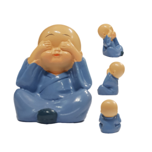 Bộ Tứ Không - Bộ 4 Chú Tiểu Phong Thủy Dùng Để Trang Trí Xe Hơi, Bàn Làm Việc Mang Lại Bình An, May Mắn Và Hạnh Phúc