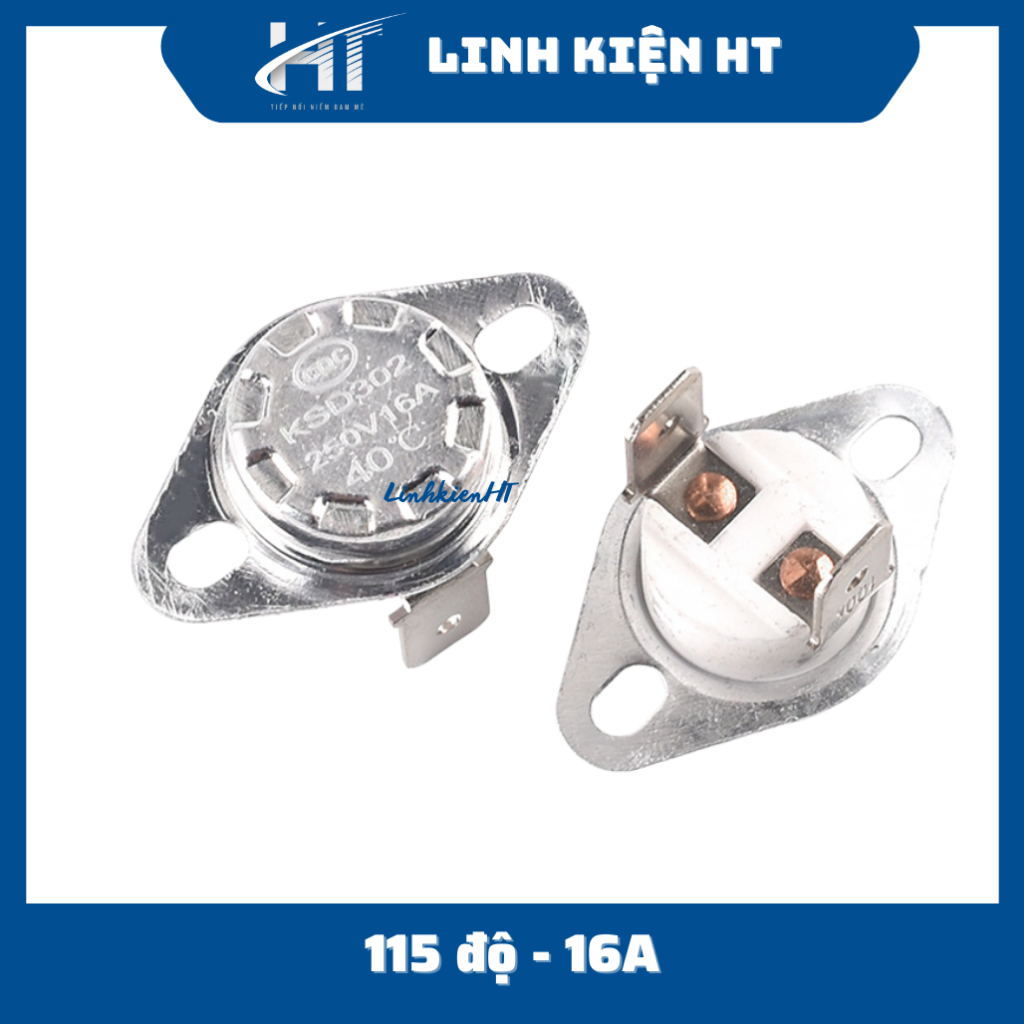 Rơ le nhiệt 115 độ KSD301 250V 16A  thường đóng đế sứ  - Linh kiện HT