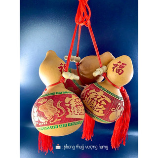 Bầu Hồ Lô phong thuỷ - Bầu Khắc Kinh Bát Nhã Chiêu Tài hàng thủ công cao cấp