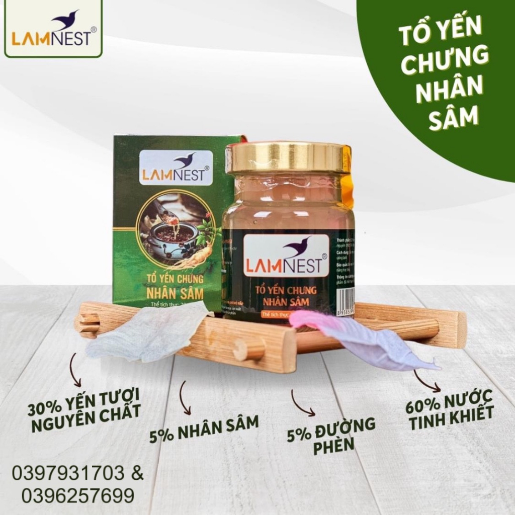 Yến chưng nhân sâm LAMNEST 30% yến sào nguyên chất hũ 70ml | Yến hũ chưng sẵn
