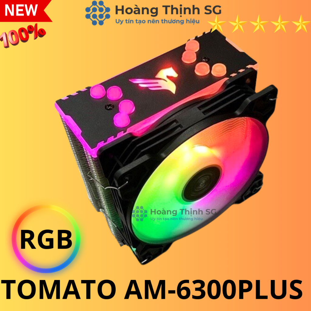 Tản nhiệt khí, tản nhiệt CPU Tomato AM-6300plus, Hỗ trợ full socket 2011, LGA1200, LGA1700, AMD.. - Led RGB