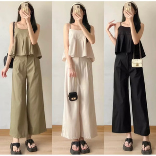 Set áo 2 dây quần suông kaki 2 da zinistore