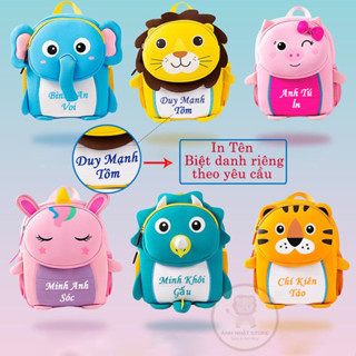 BALO IN TÊN + BIỆT DANH RIÊNG cho bé đi học mẫu giáo, mầm non 3D siêu nhẹ, chống gù từ 1 đến 5 tuổi đáng yêu, dễ thương