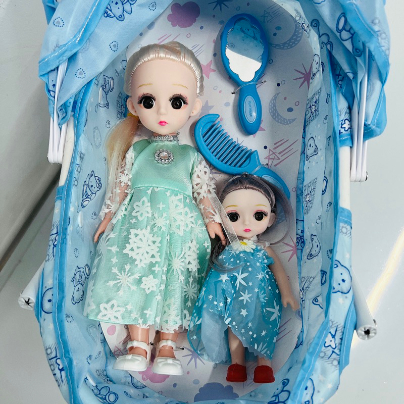 Xe Đẩy cỡ lớn kèm búp bê công chúa Chibi Đồ chơi cho bé gái