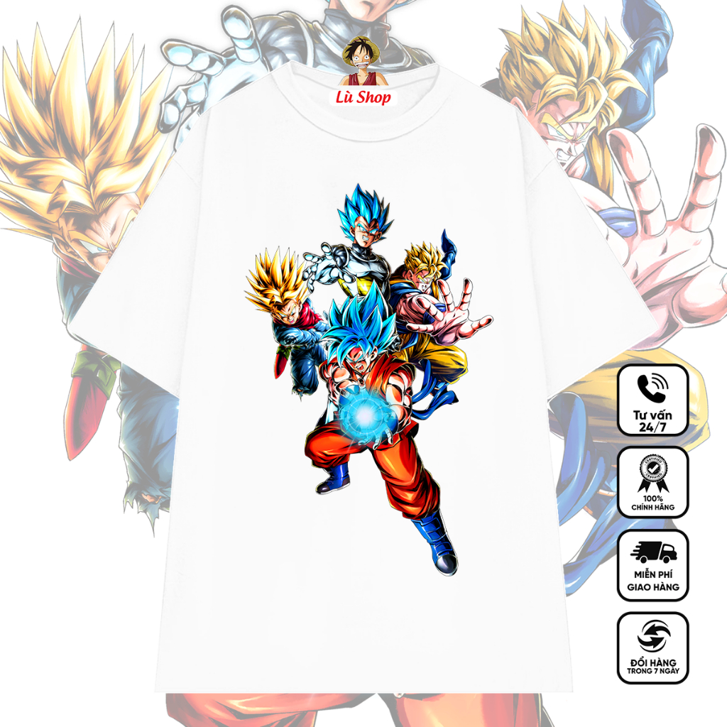Áo Dragon ball, nhiều nhân vật, Áo thun Songoku bảy viên ngọc rồng mẫu mới, cotton co giãn 4 chiều DB6