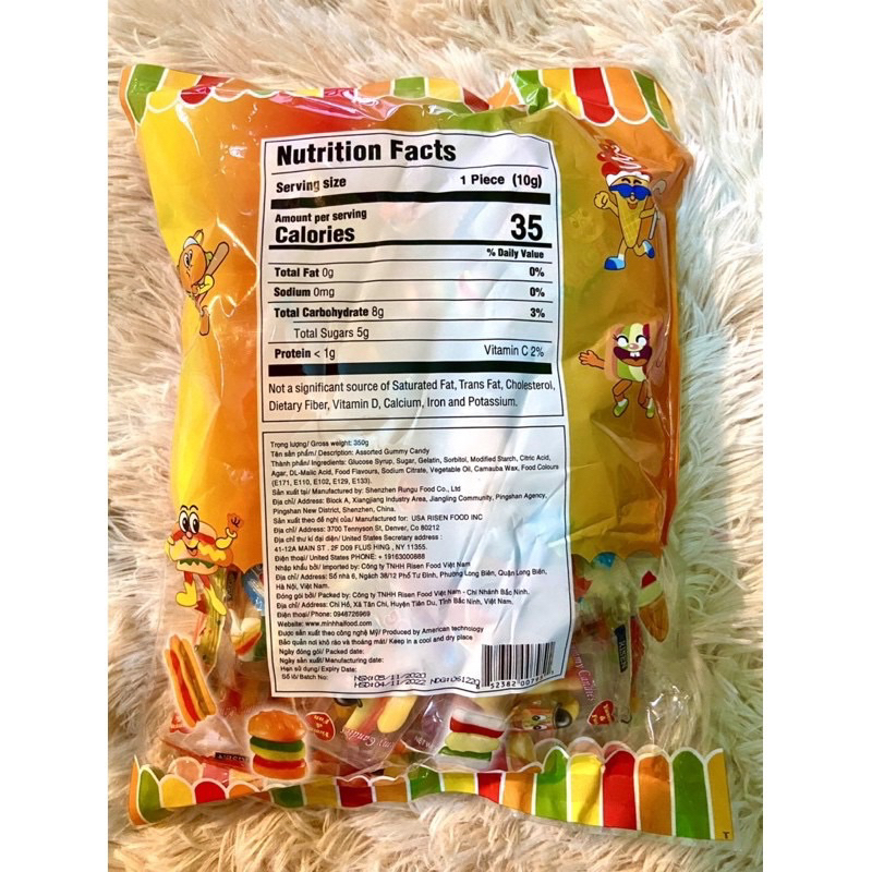 Goi  Kẹo dẻo hamburger Gummy Candy Risen Mỹ 350g