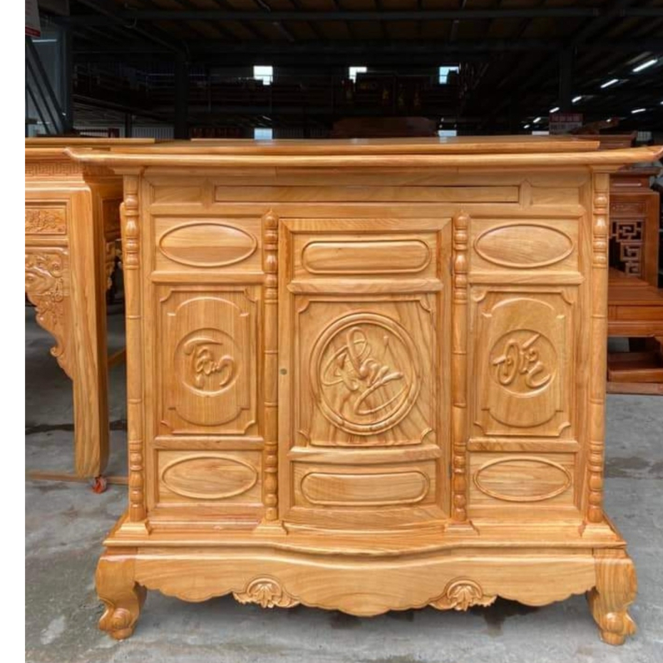 Tủ thờ gỗ gõ cánh cong ngang 1m95 cỡ đại,tủ thờ gia tiên hàng chuẩn loại 1( FREESHIP 1 SỐ TỈNH )