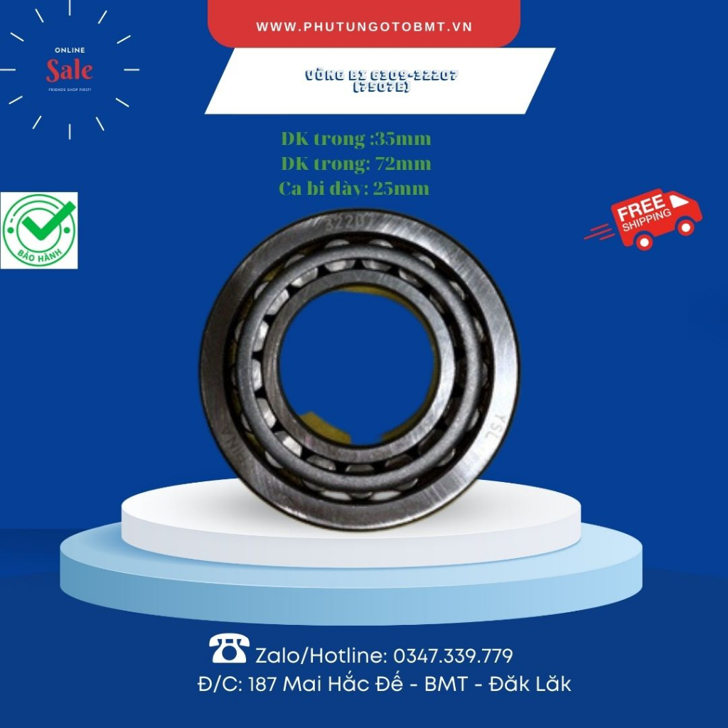 Vòng bi xe tải (bạc đạn trước ngoài Kia 1.4 tấn, foton 2.5 tấn, mã số 32207 (7507E) (kích thước F35*F72*25
