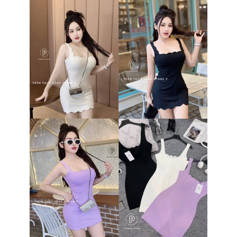 Váy body viền sóng hot hit về thêm 3 màu tím/trắng/đen size SM