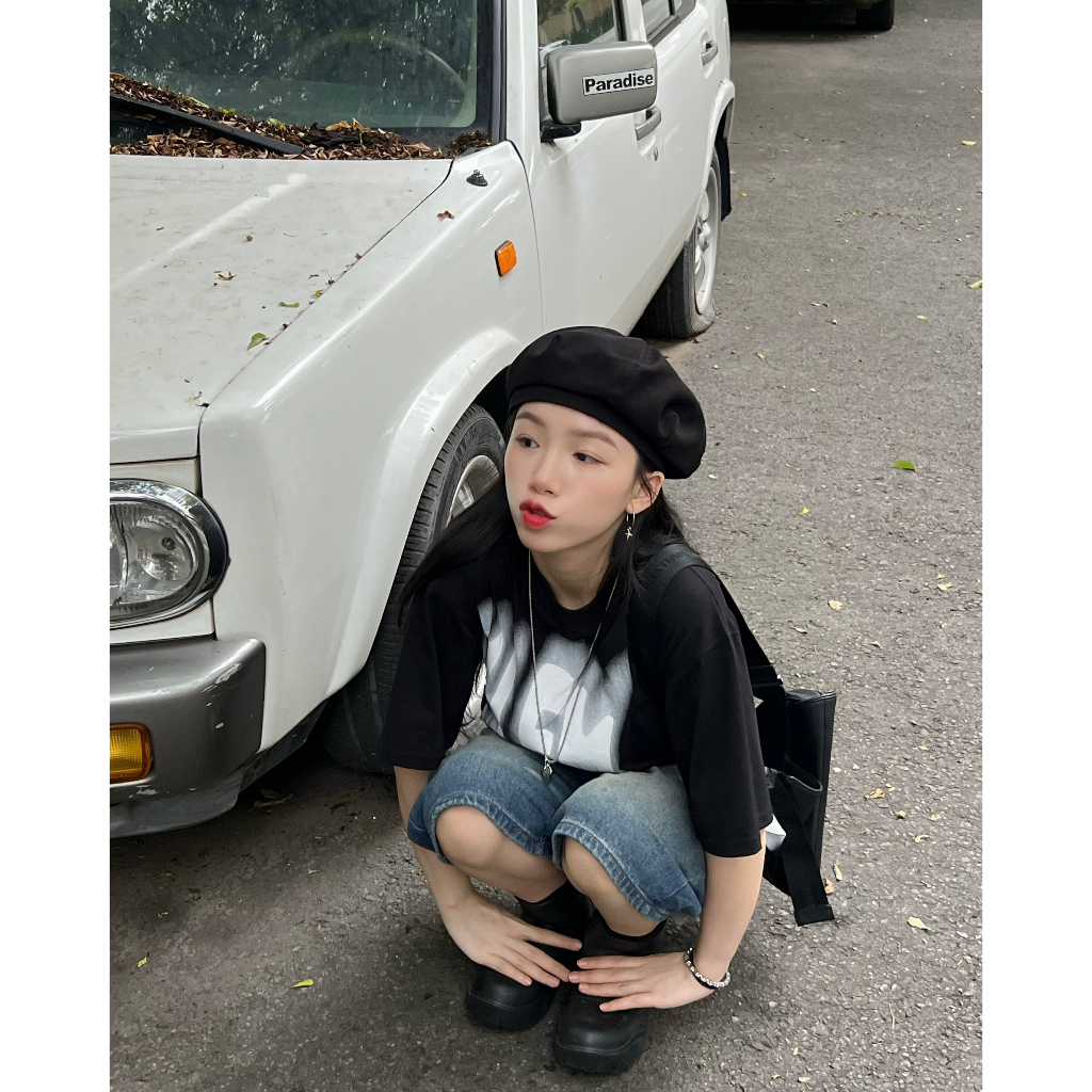 Over UNKNOWN chữ in charm chất liệu cotton 230gsm - Áo phông tay lỡ form unisex brand Calem..Club chính hãng