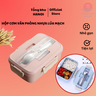 Hộp cơm văn phòng lúa mạch có đũa thìa inox