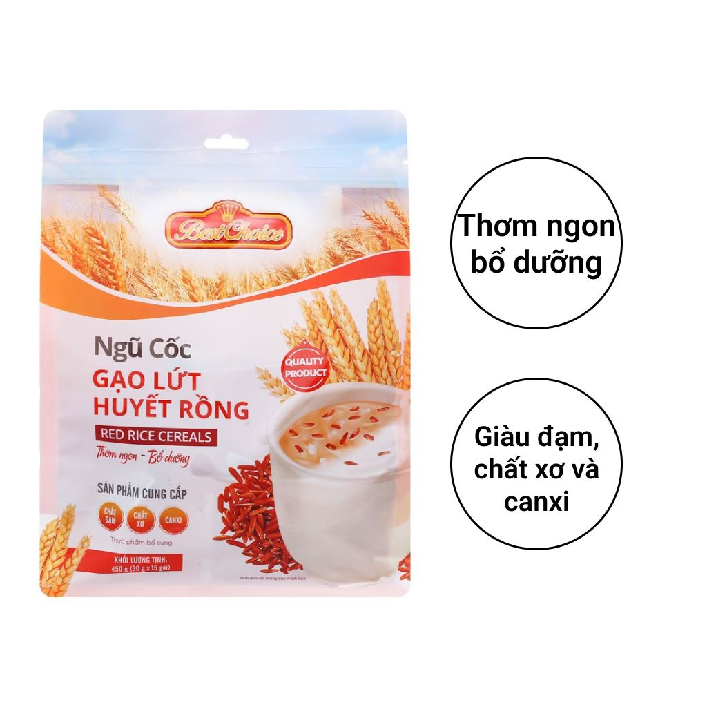 Thực phẩm bổ sung ngũ cốc gạo lứt huyết rồng Best Choice gói 450g