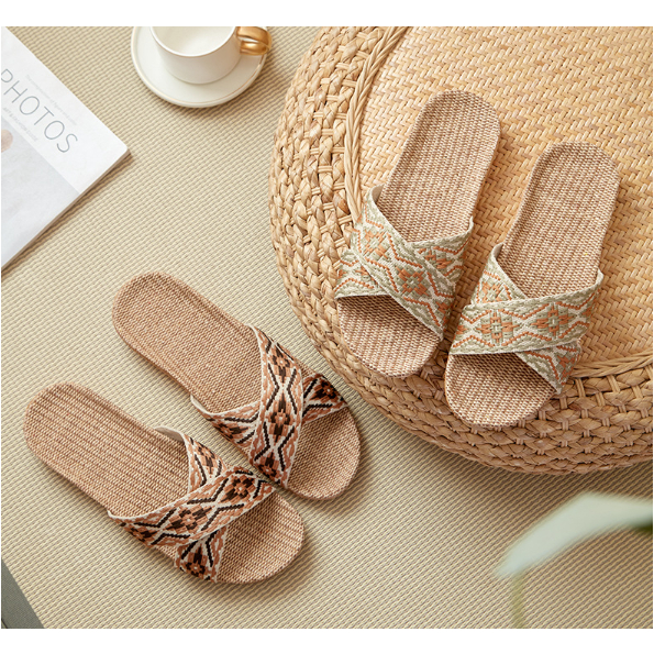 Dép Cói Quai Chéo Thổ Cẩm Mẫu 2