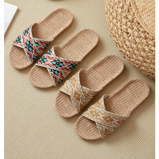 Dép Cói Quai Chéo Thổ Cẩm Mẫu 2