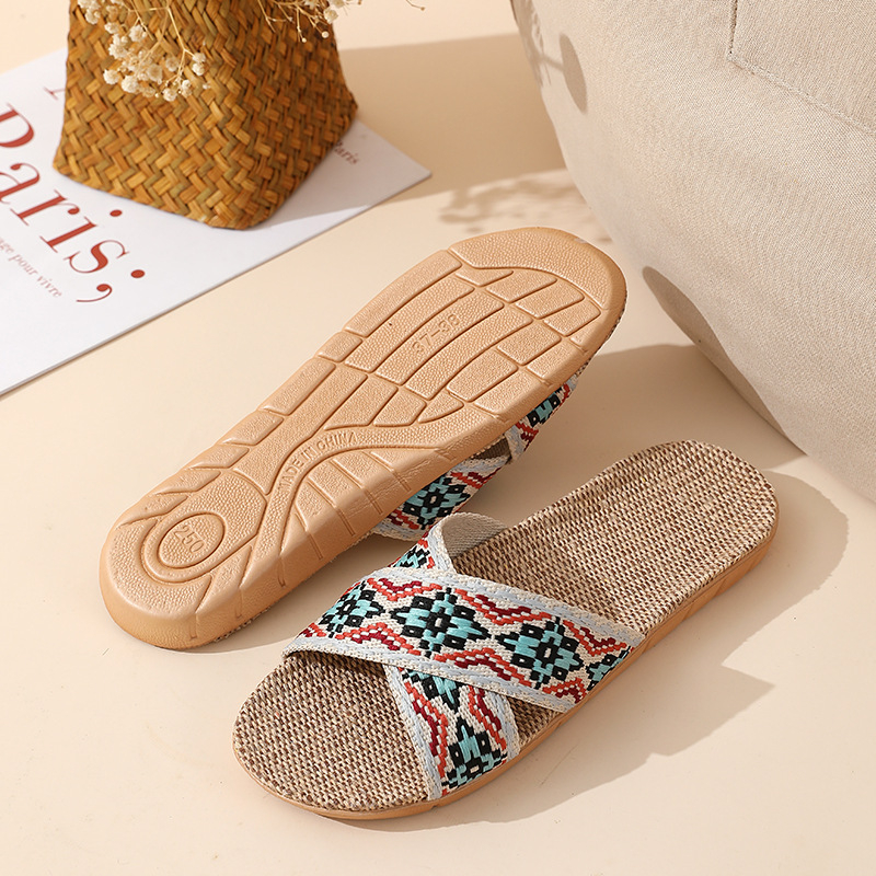 Dép Cói Quai Chéo Thổ Cẩm Mẫu 2