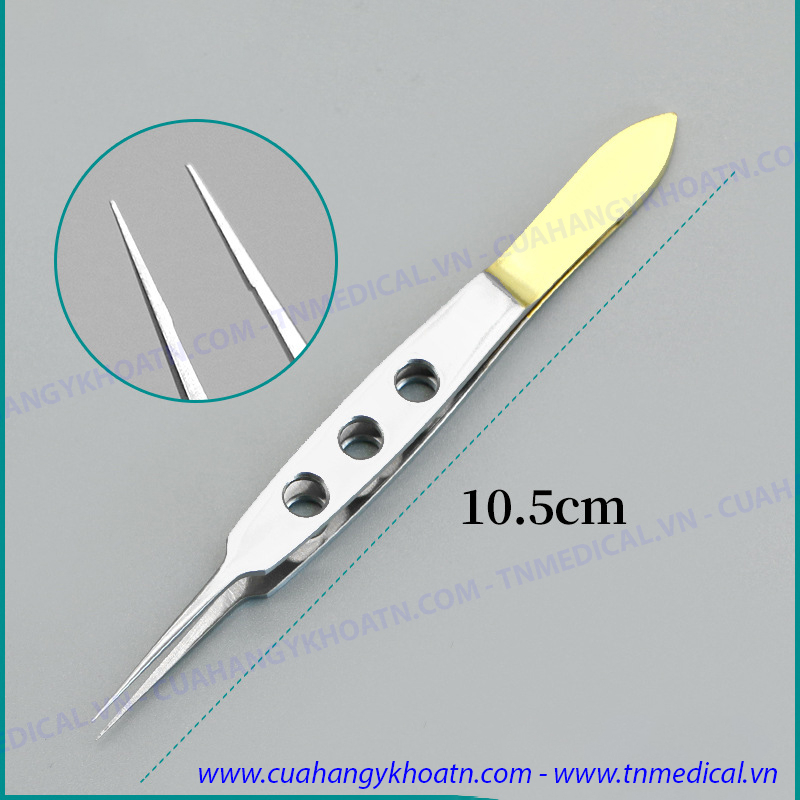 ☘ Nhíp Kẹp Phẫu Tích Bishop Tốt, Cán Vàng, Gem Cao Cấp 10.5cm - TNMedical.vn