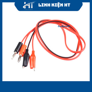 Cặp dây kẹp cá sấu kèm jack bắp chuối 4mm đỏ đen - Linh kiện HT