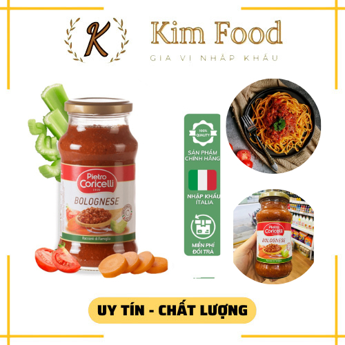 Sốt Mỳ Ý/Sốt Spaghetti Cà Chua Thịt Bằm Pietro Coricelli Bolognese 350G Nhập Khẩu Ý Chính Hãng, Sốt Cà Chua Làm Món Mì Ý