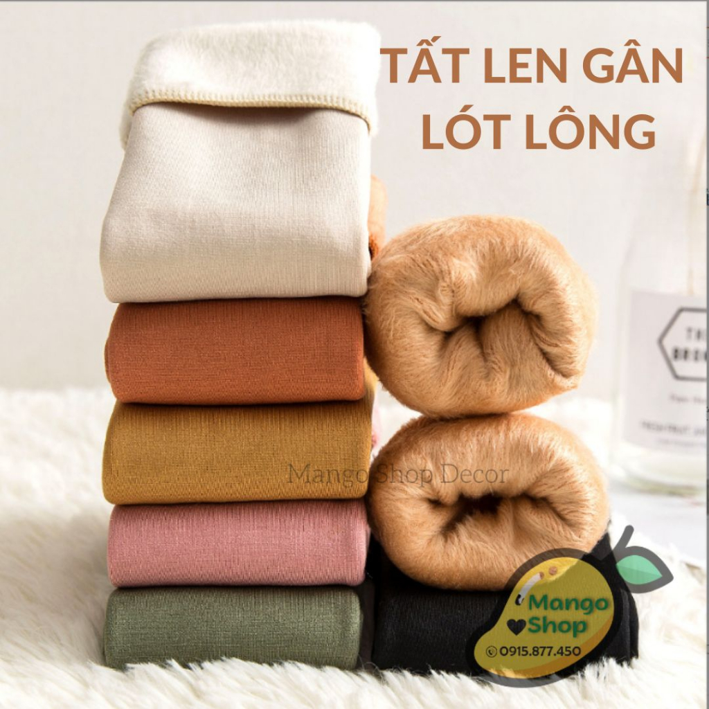 Tất len gân lót lông siêu ấm mùa đông