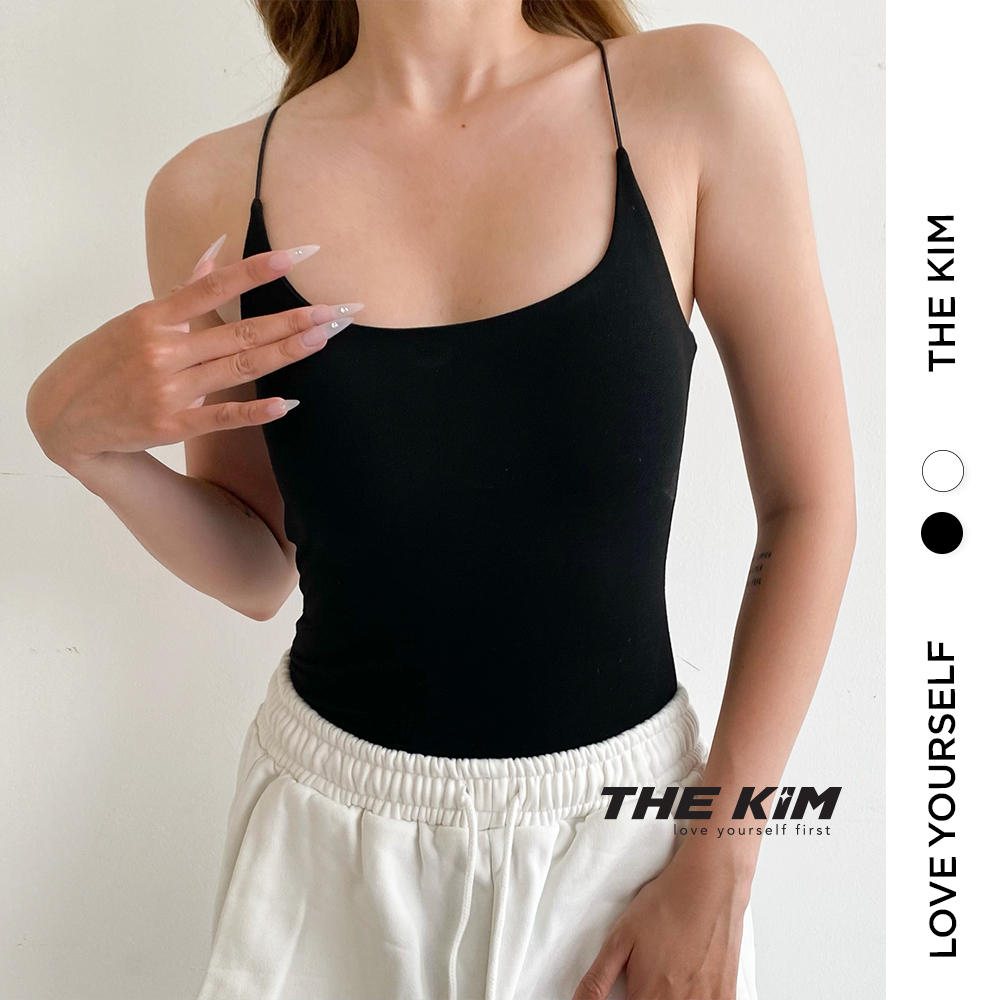 Áo nữ 2 dây sợi bún sơ vin được The Kim cotton may 2 lớp , áo hai dây cho nữ ôm body A105